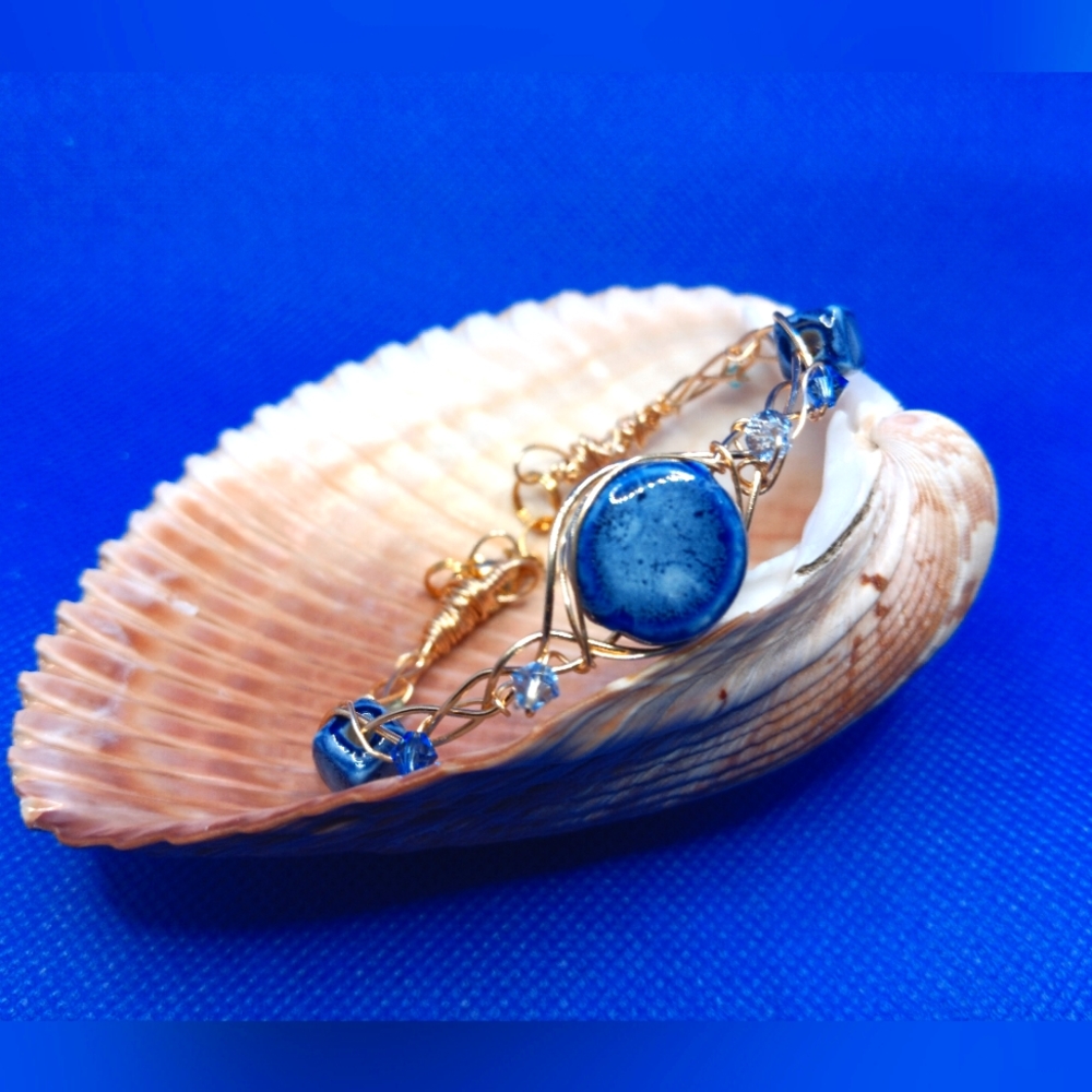 Bangle Bracelet Swarovski Crystals And Ceramic
